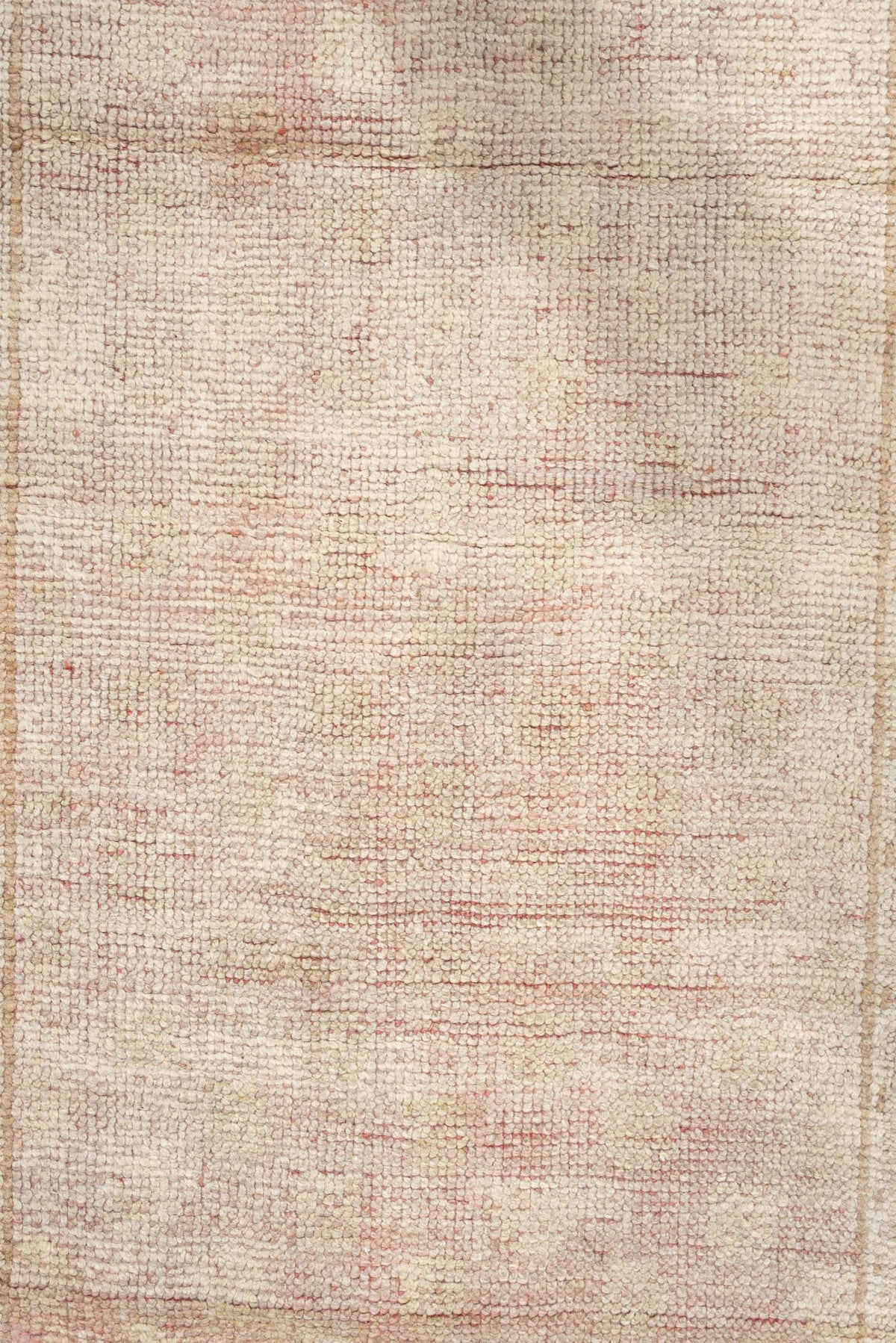 3' x 11' one-of-a-kind handmade antique Oushak runner rug. Color palette: ivory, blush, beige, soft sage, peach, pink