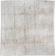 14' x 15' one-of-a-kind handmade antique Tibetan oversize rug. Color palette: ivory, pale gray, taupe, beige, light gray