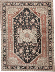9' x 11' one-of-a-kind handmade antique Sivas large size rug. Color palette: charcoal, ivory, terracotta, blush, taupe