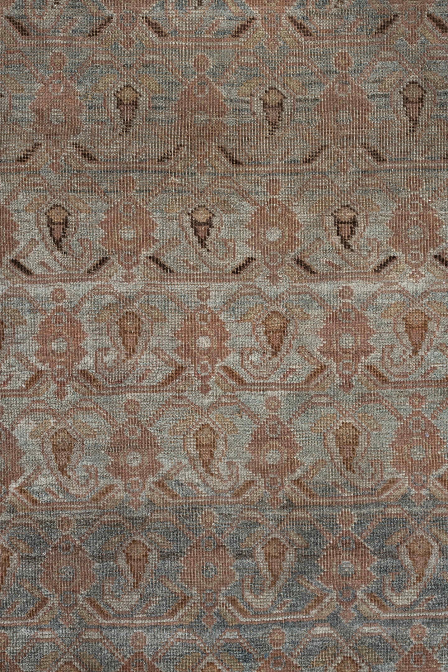 4' x 5' one-of-a-kind handmade antique Afshar small size rug. Color palette: ivory, blue gray, terra cotta, taupe, camel