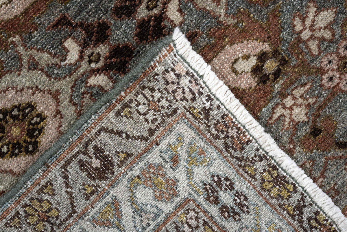 2' x 4' one-of-a-kind handmade antique Afshar small size rug. Color palette: blue gray, ivory, rust, taupe, olive