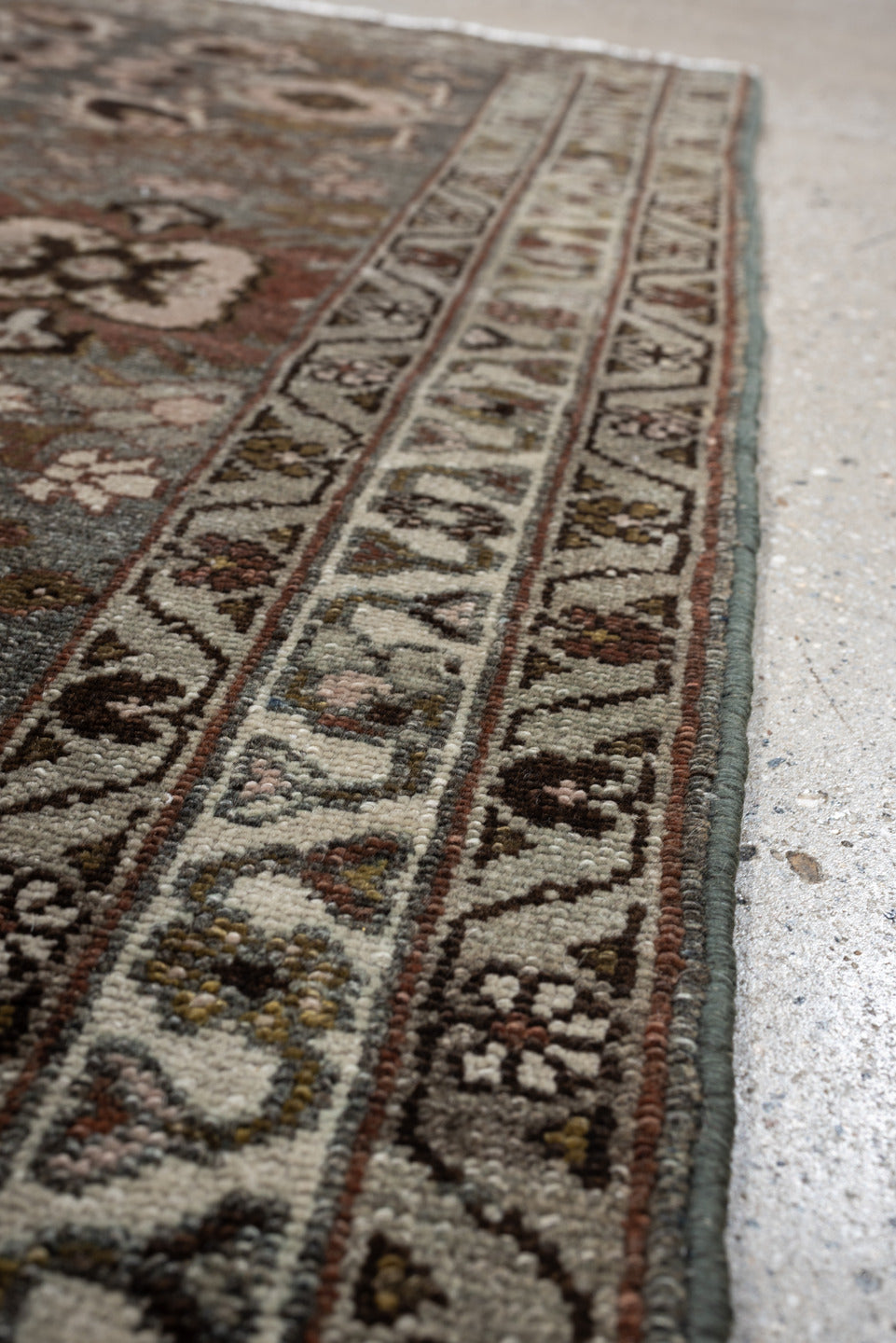 2' x 4' one-of-a-kind handmade antique Afshar small size rug. Color palette: blue gray, ivory, rust, taupe, olive