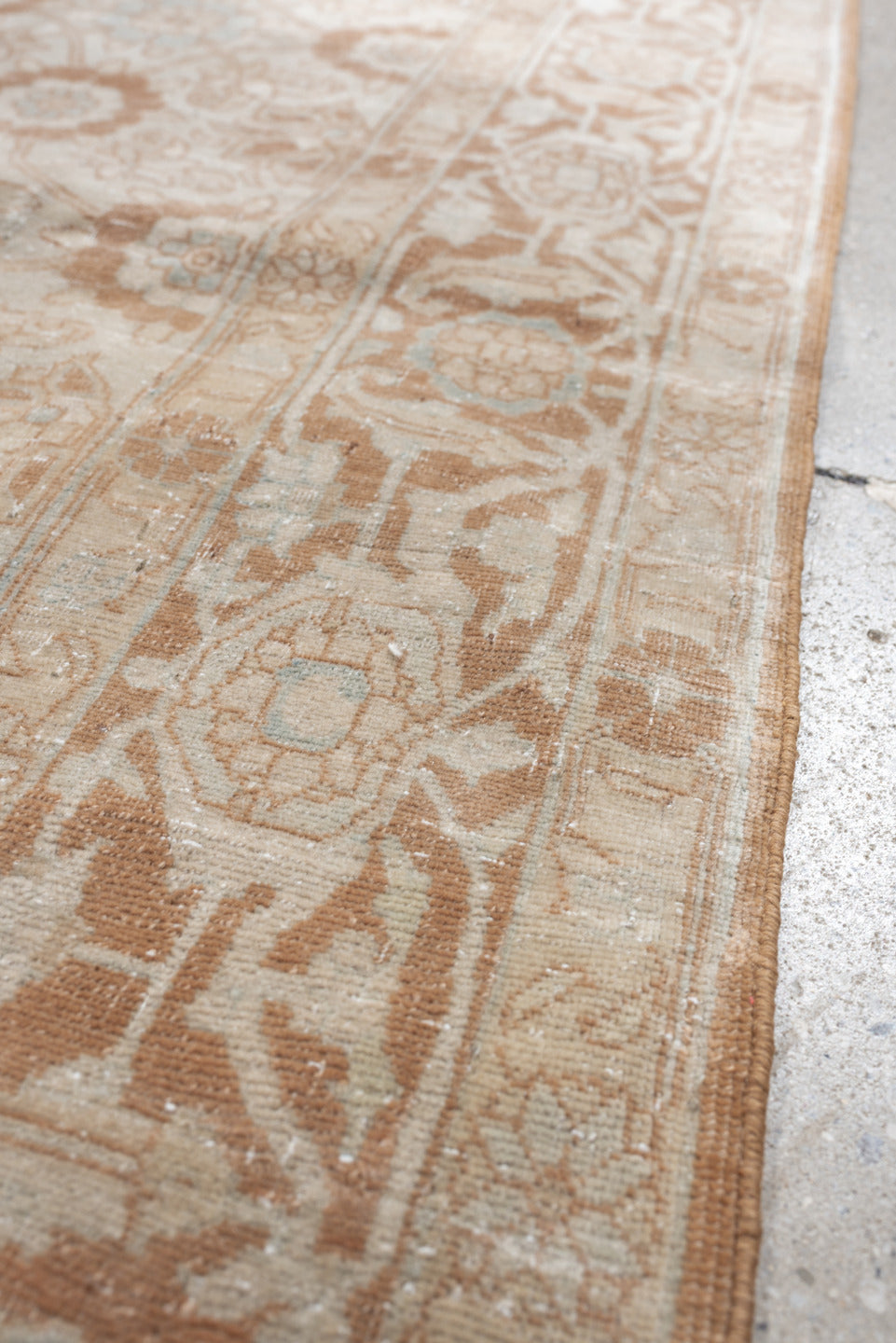 5' x 7' one-of-a-kind handmade antique Tabriz rug. Color palette: ivory, blush, pale blue, peach, beige, taupe, pink