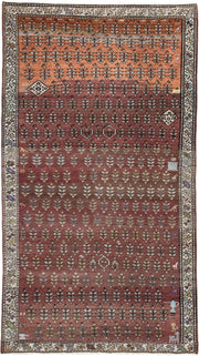 3' x 7' one-of-a-kind handmade antique NW Persian rug. Color palette: rose, terracotta, ivory, burgundy, taupe, olive, sage