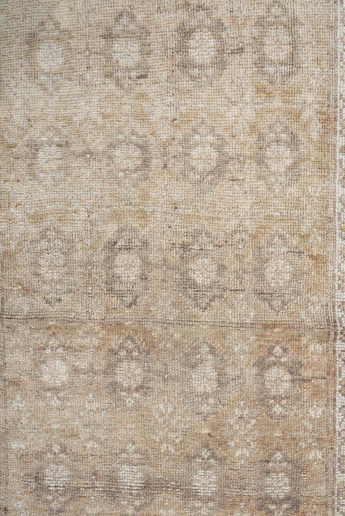 2' x 6' one-of-a-kind handmade antique Caucasian runner rug. Color palette: ivory, beige, taupe, brown, camel, gray