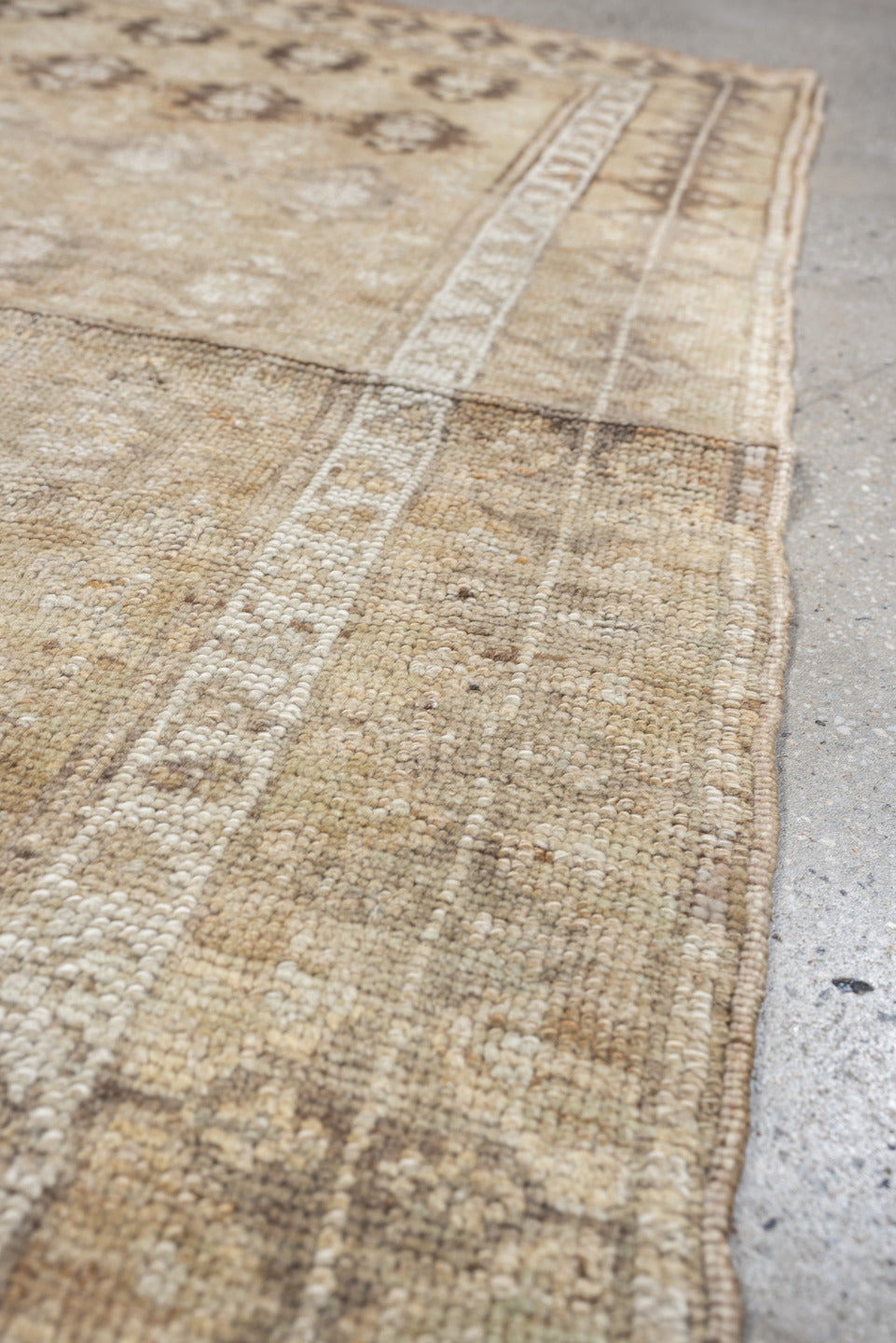 2' x 6' one-of-a-kind handmade antique Caucasian runner rug. Color palette: ivory, beige, taupe, brown, camel, gray