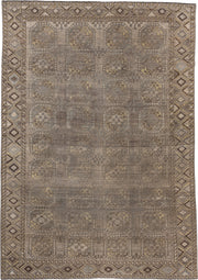 10' x 14' one-of-a-kind handmade antique Afshar rug. Color palette: taupe, camel, ivory, charcoal, blue gray, ochre, ebony