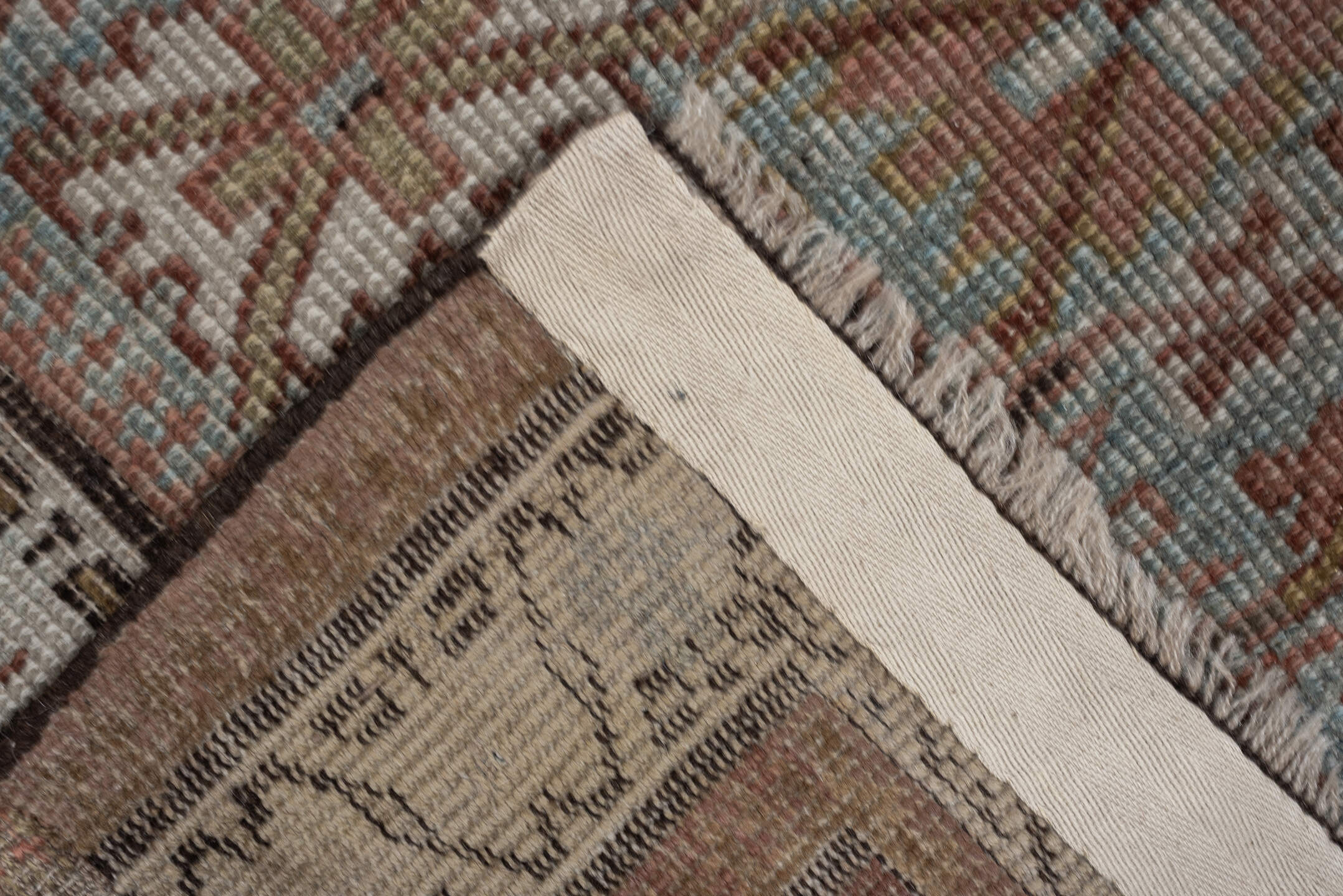 4' x 7' one-of-a-kind handmade antique Bidjar rug. Color palette: pale blue, rust, ivory, camel, taupe, brown, charcoal