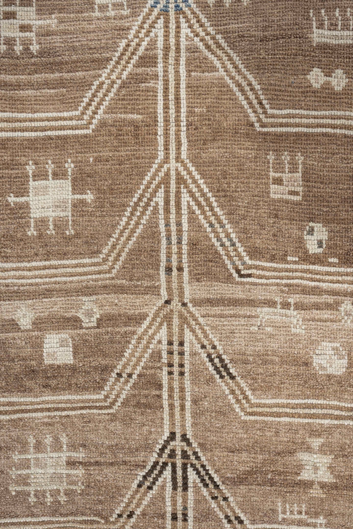 4' x 6' one-of-a-kind handmade antique Gabbeh small size rug. Color palette: camel, ivory, taupe, brown, charcoal, blue