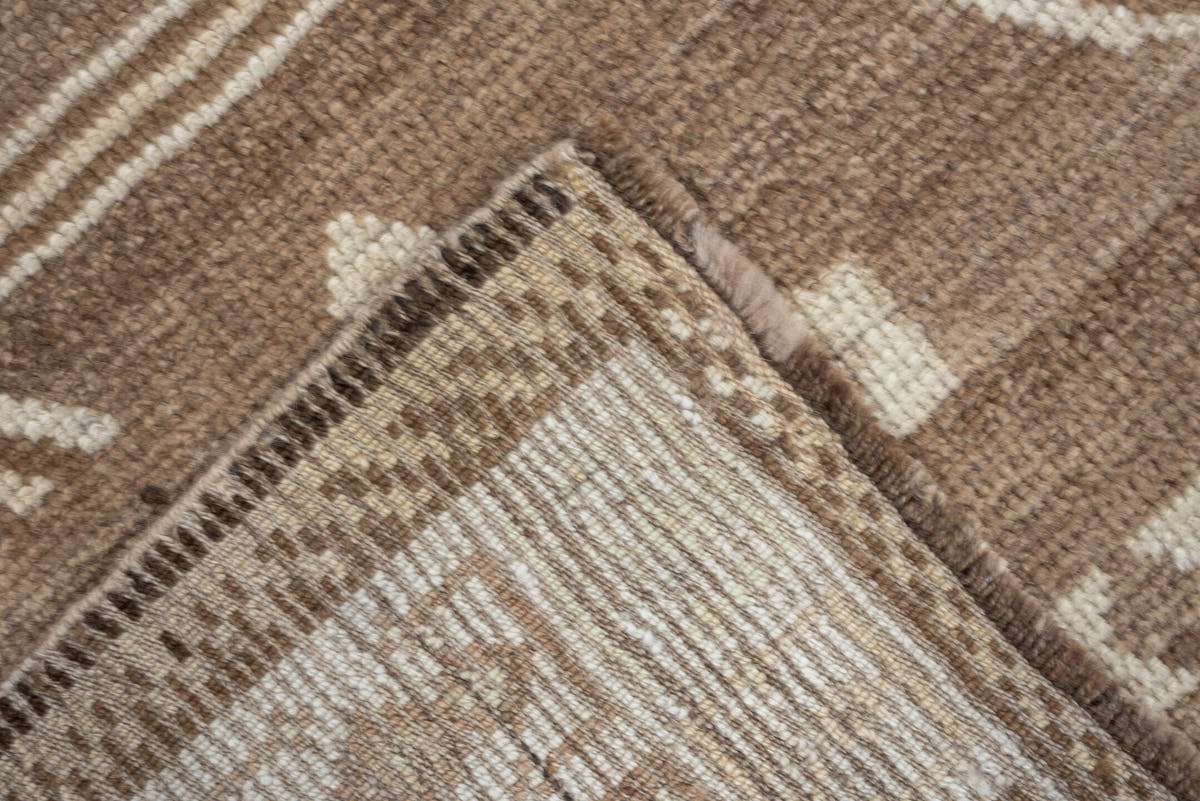 4' x 6' one-of-a-kind handmade antique Gabbeh small size rug. Color palette: camel, ivory, taupe, brown, charcoal, blue