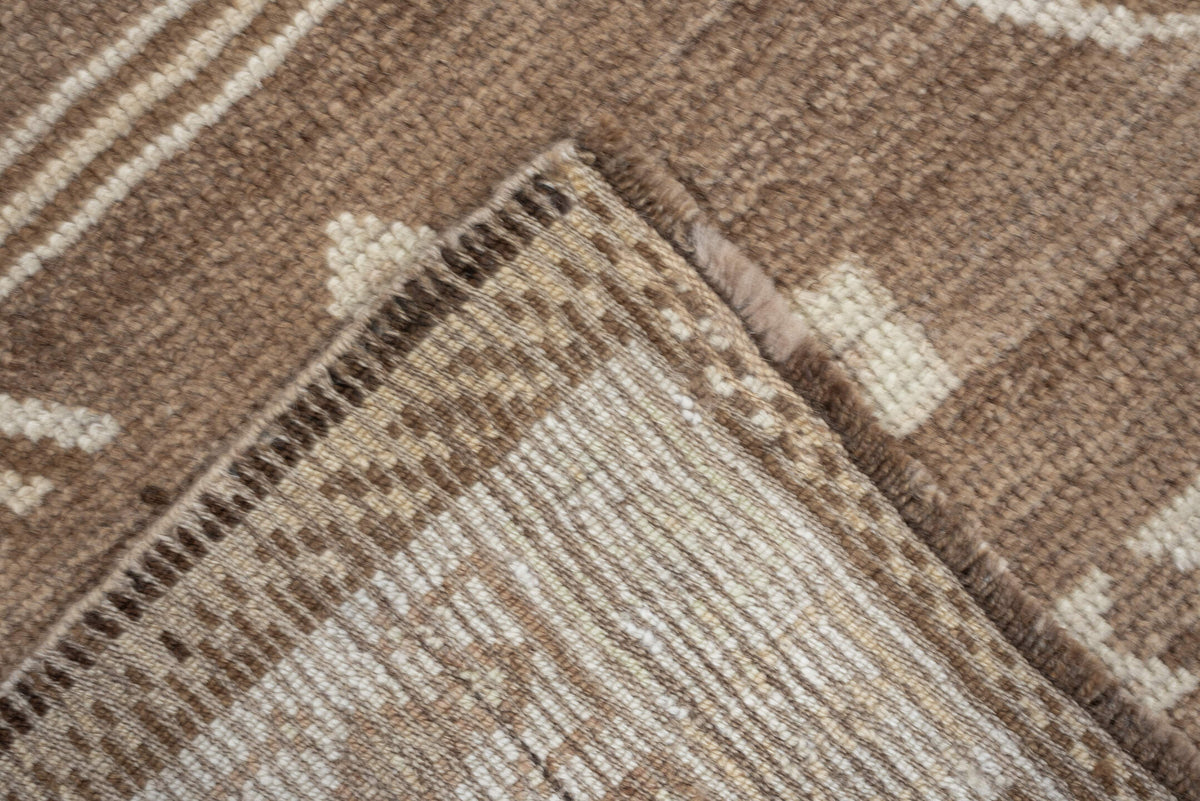 4' x 6' one-of-a-kind handmade antique Gabbeh small size rug. Color palette: camel, ivory, taupe, brown, charcoal, blue