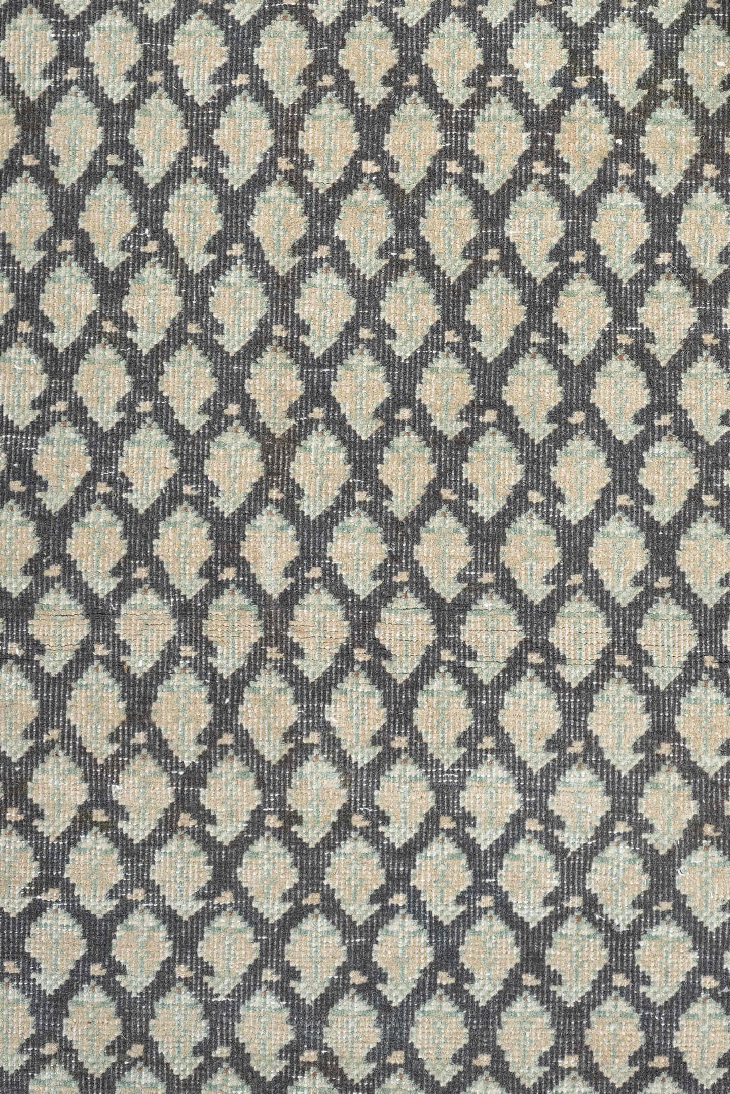 8' x 9' one-of-a-kind handmade antique Mir large size rug. Color palette: ivory, pale blue, rust, charcoal, taupe
