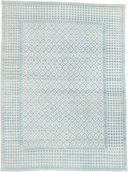 8' x 10' one-of-a-kind handmade antique Sivas large size rug. Color palette: ivory, pale blue, sky blue, cream, light aqua