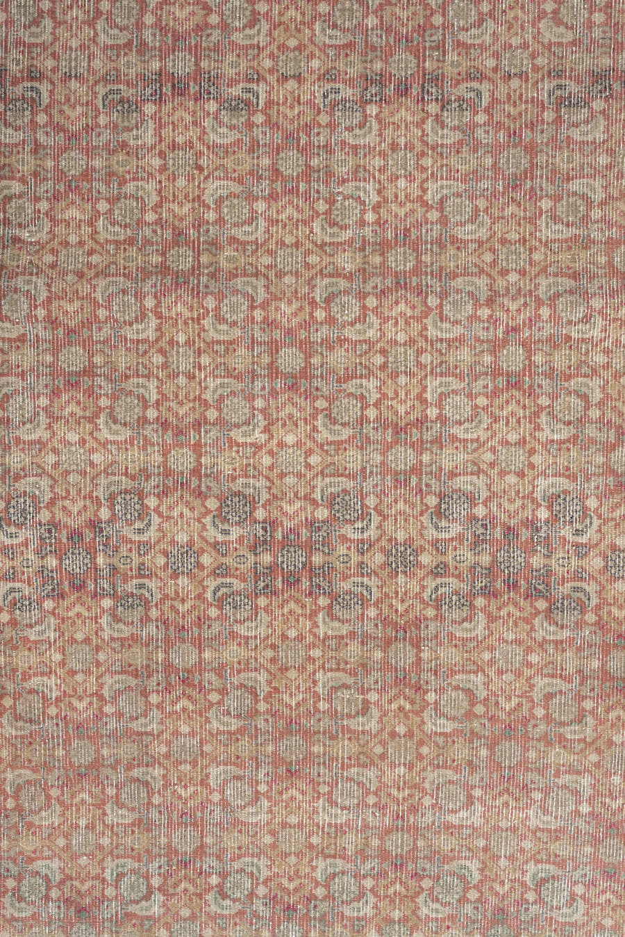 2' x 9' one-of-a-kind handmade antique Bidjar runner rug. Color palette: ivory, rose, muted rust, beige, blue gray, taupe
