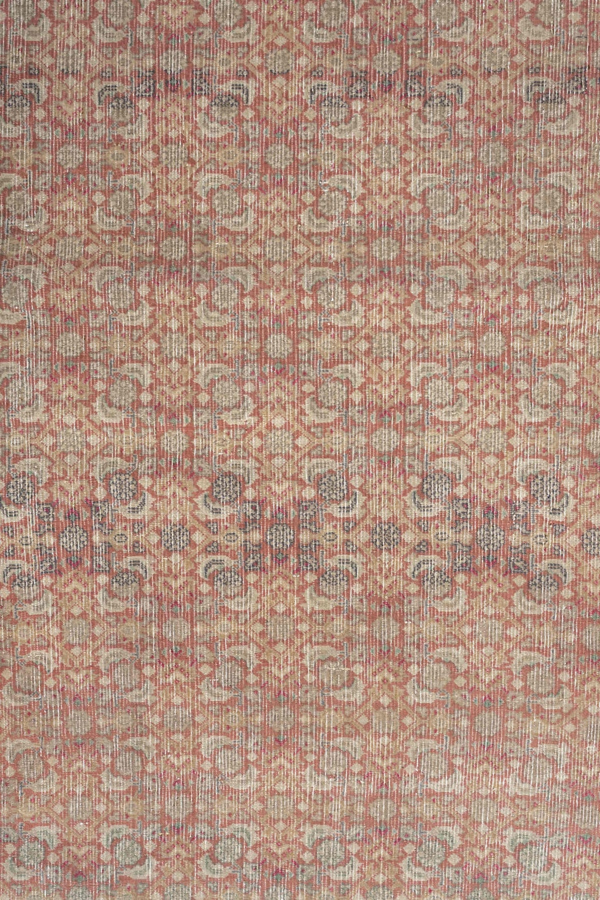 2' x 9' one-of-a-kind handmade antique Bidjar runner rug. Color palette: ivory, rose, muted rust, beige, blue gray, taupe