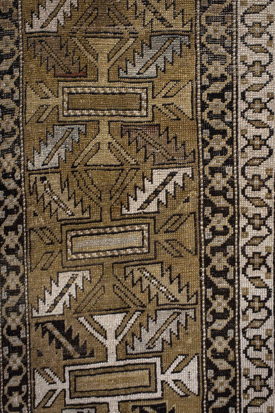 2' x 10' one-of-a-kind handmade antique NW Persian runner rug. Color palette: taupe, ivory, brown, camel, charcoal, rust