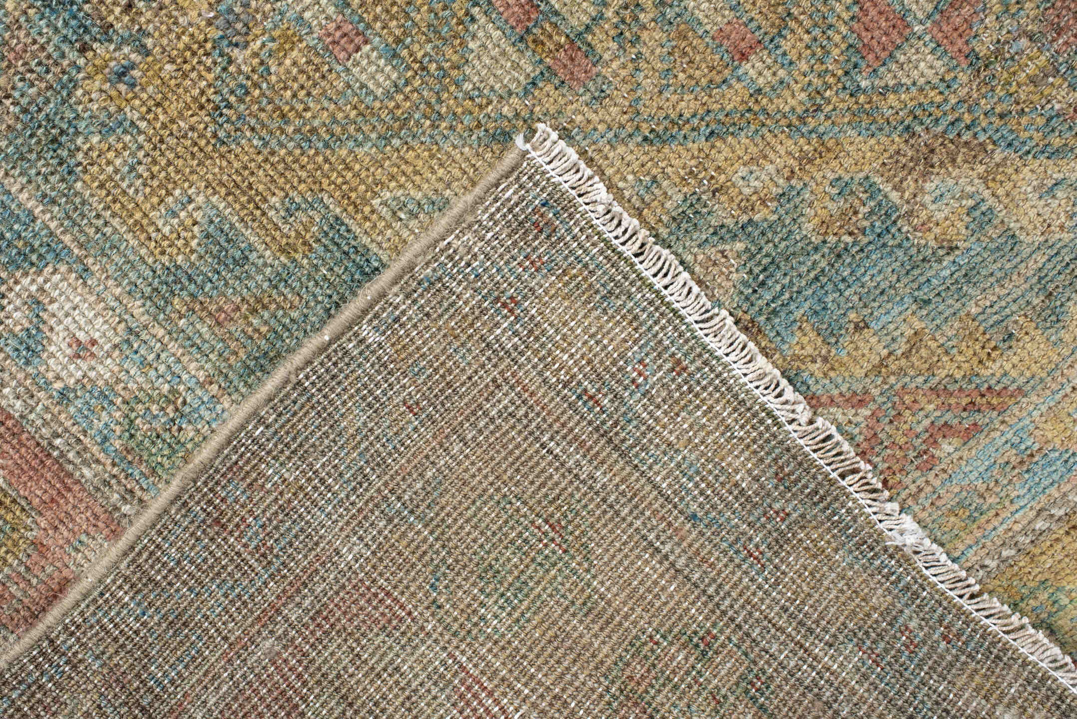 4' x 9' one-of-a-kind handmade vintage NW Persian runner rug. Color palette: blue, brown, dark slate gray, gray, light gray