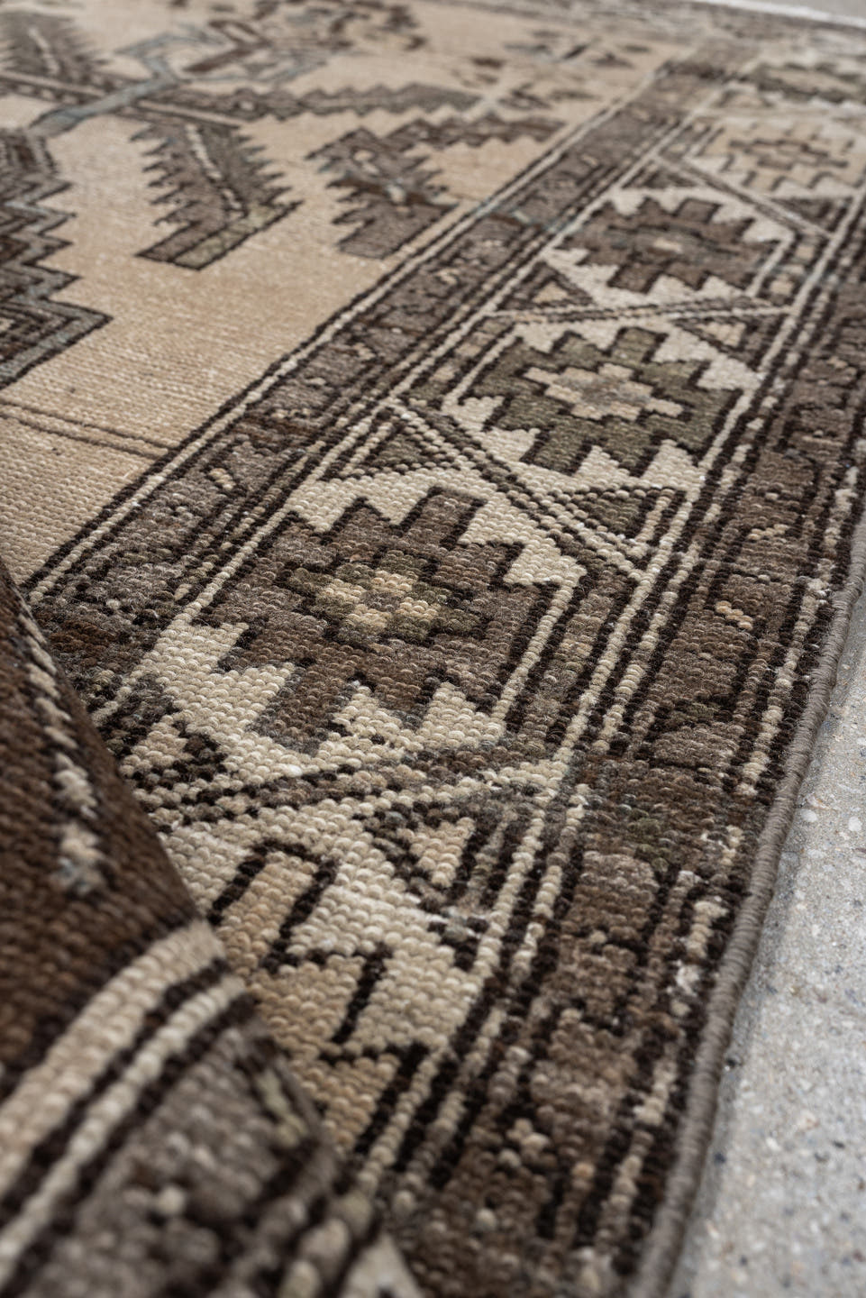 3' x 6' one-of-a-kind handmade antique Hamadan small size rug. Color palette: ivory, taupe, brown, blue gray, charcoal