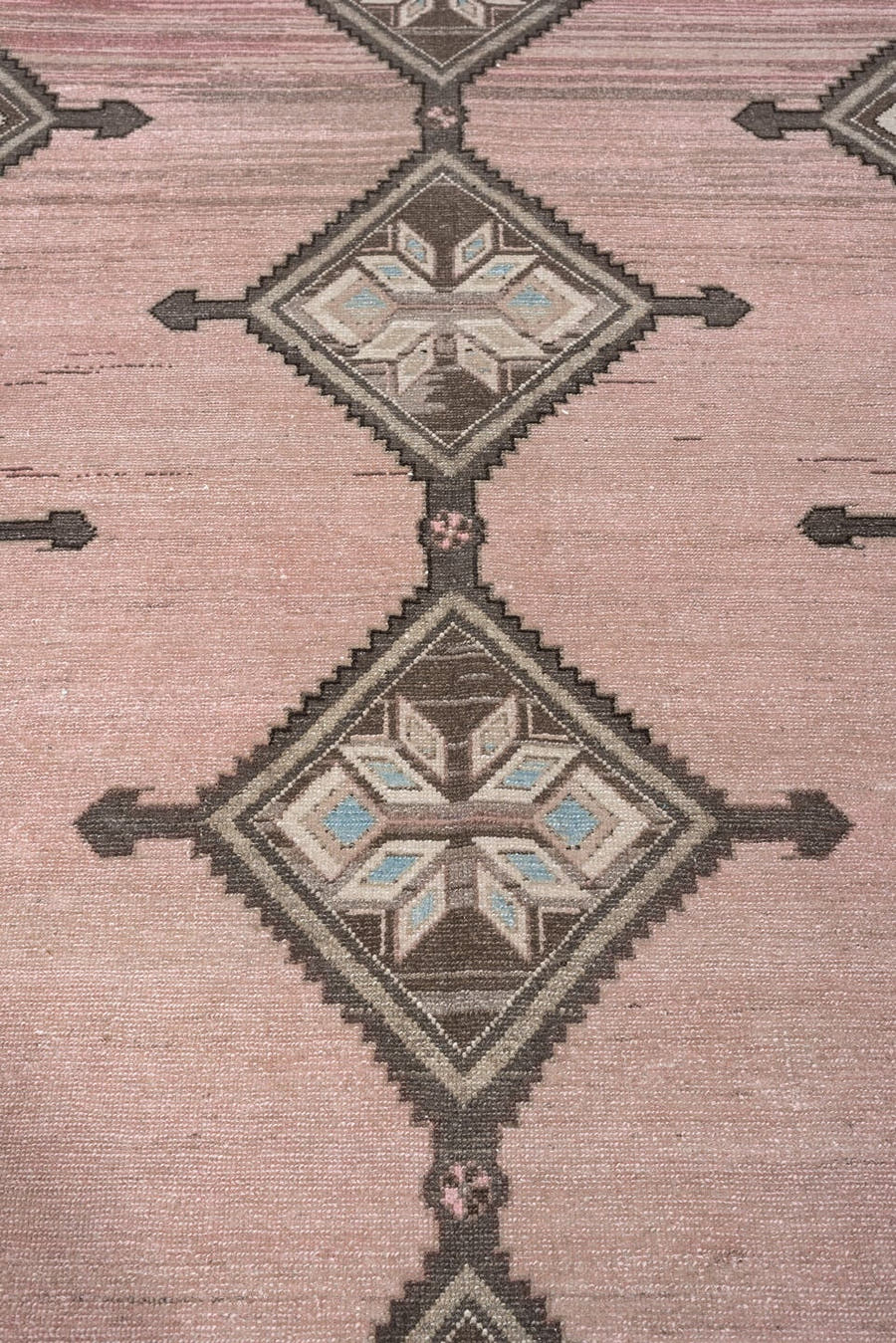 4' x 7' one-of-a-kind handmade antique Hamadan rug. Color palette: rose, charcoal, ivory, taupe, pale blue, blush, brown