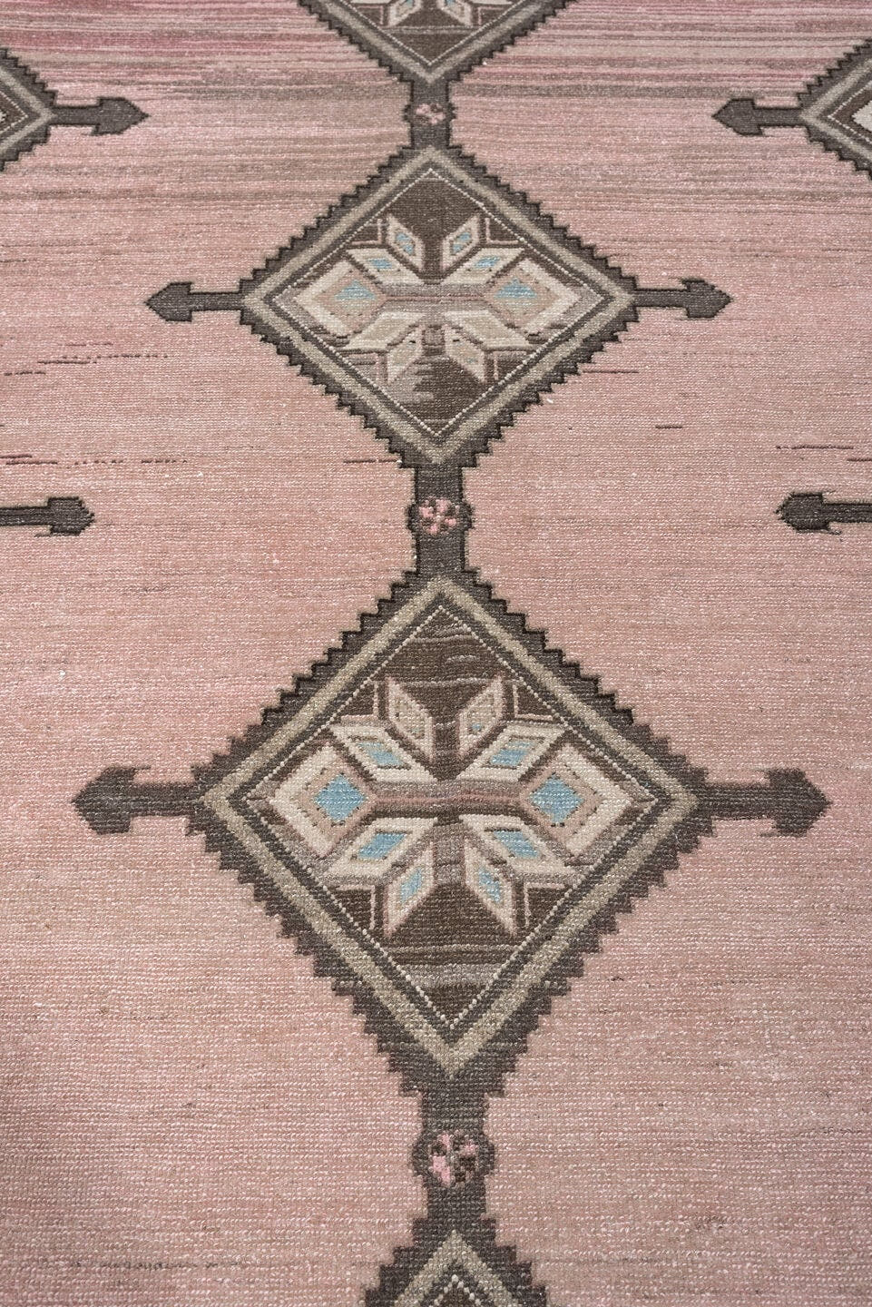 4' x 7' one-of-a-kind handmade antique Hamadan rug. Color palette: rose, charcoal, ivory, taupe, pale blue, blush, brown