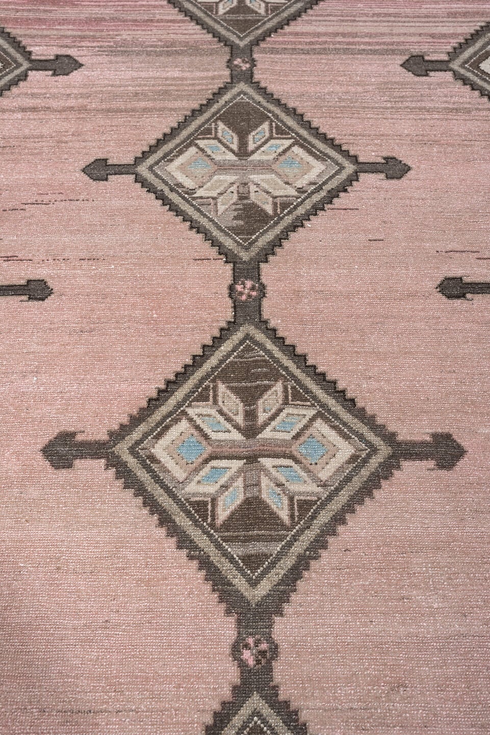4' x 7' one-of-a-kind handmade antique Hamadan rug. Color palette: rose, charcoal, ivory, taupe, pale blue, blush, brown