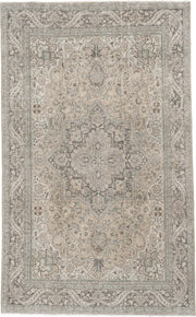 5' x 8' one-of-a-kind handmade antique Tabriz medium size rug. Color palette: ivory, taupe, charcoal, stone, sage, camel