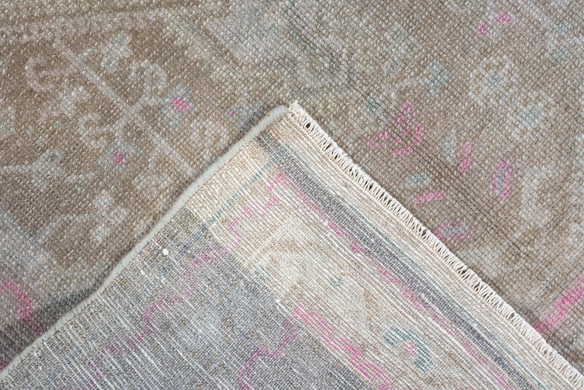 2' x 4' one-of-a-kind handmade antique Hamadan small size rug. Color palette: taupe, ivory, rose, blue green, gray, brown