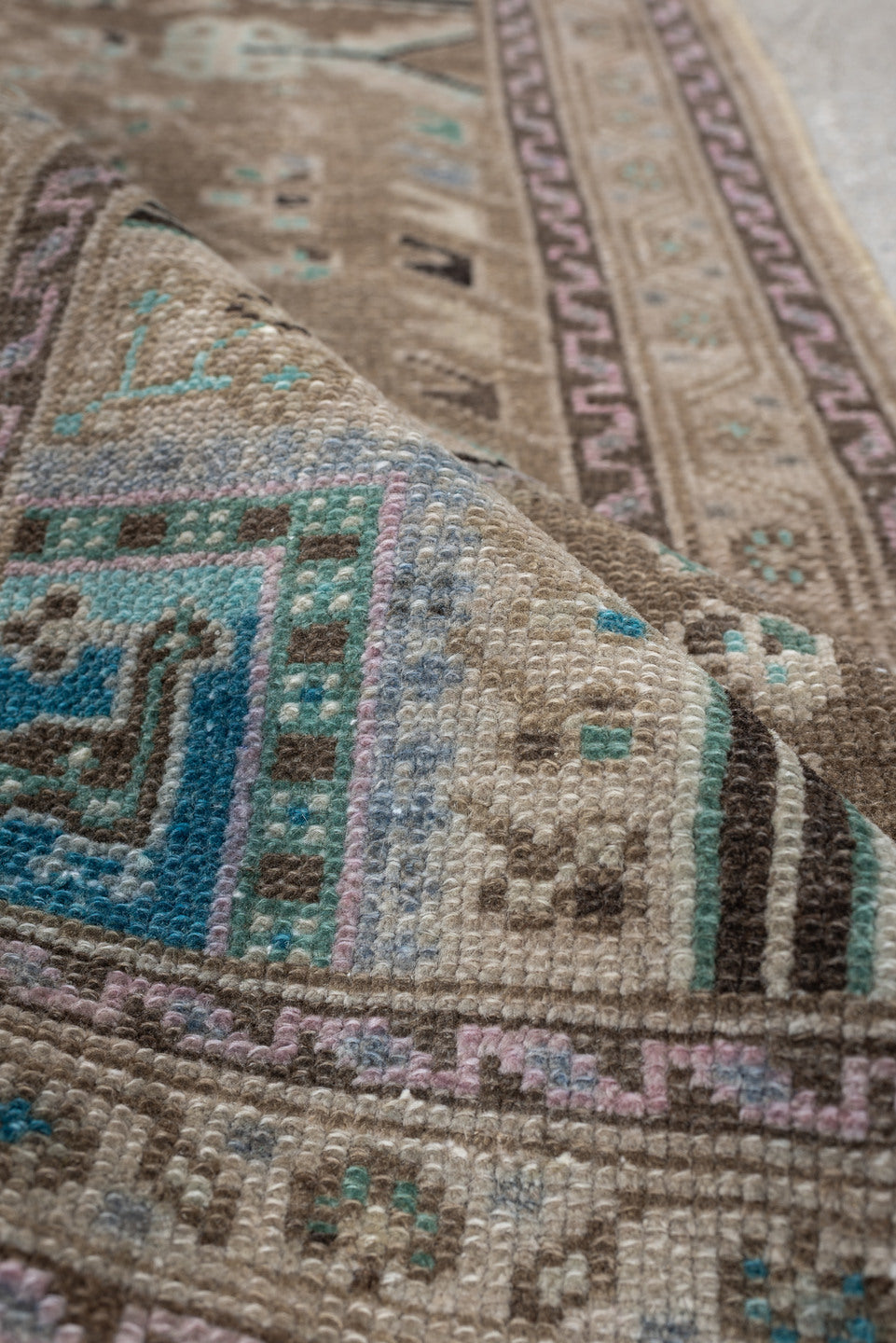 2' x 4' one-of-a-kind handmade antique Hamadan small size rug. Color palette: camel, ivory, taupe, powder blue, aqua