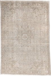 4' x 6' one-of-a-kind handmade antique Hamadan rug. Color palette: ivory, taupe, beige, sand, camel, gray beige, gray