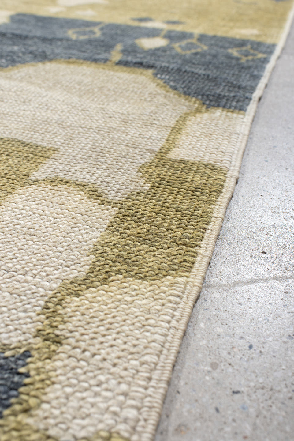 7' x 10' one-of-a-kind handmade vintage Moroccan large size rug. Color palette: olive, ivory, slate, cream, sage, green