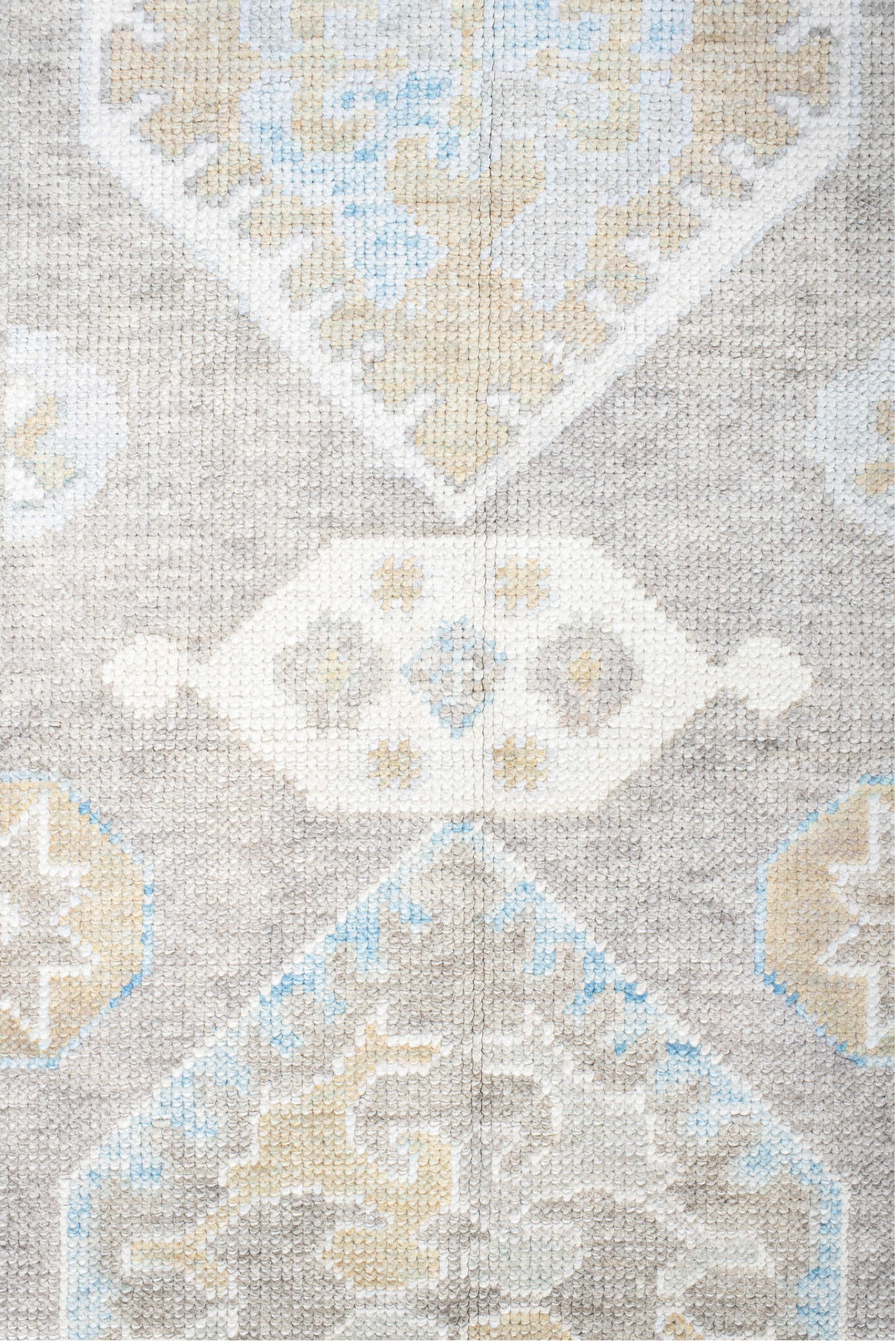 3' x 10' one-of-a-kind handmade vintage  runner rug. Color palette: taupe, ivory, pale_blue, sand, light_gray, beige, gray