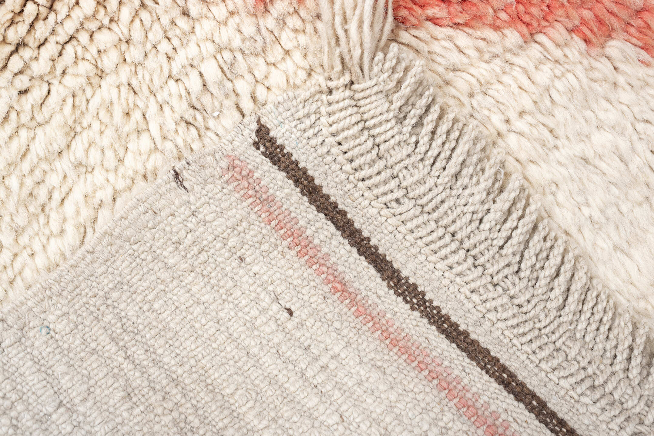 4' x 6' one-of-a-kind handmade vintage Tulu small size rug. Color palette: ivory, rose, brown, sky_blue, peach, gold, taupe