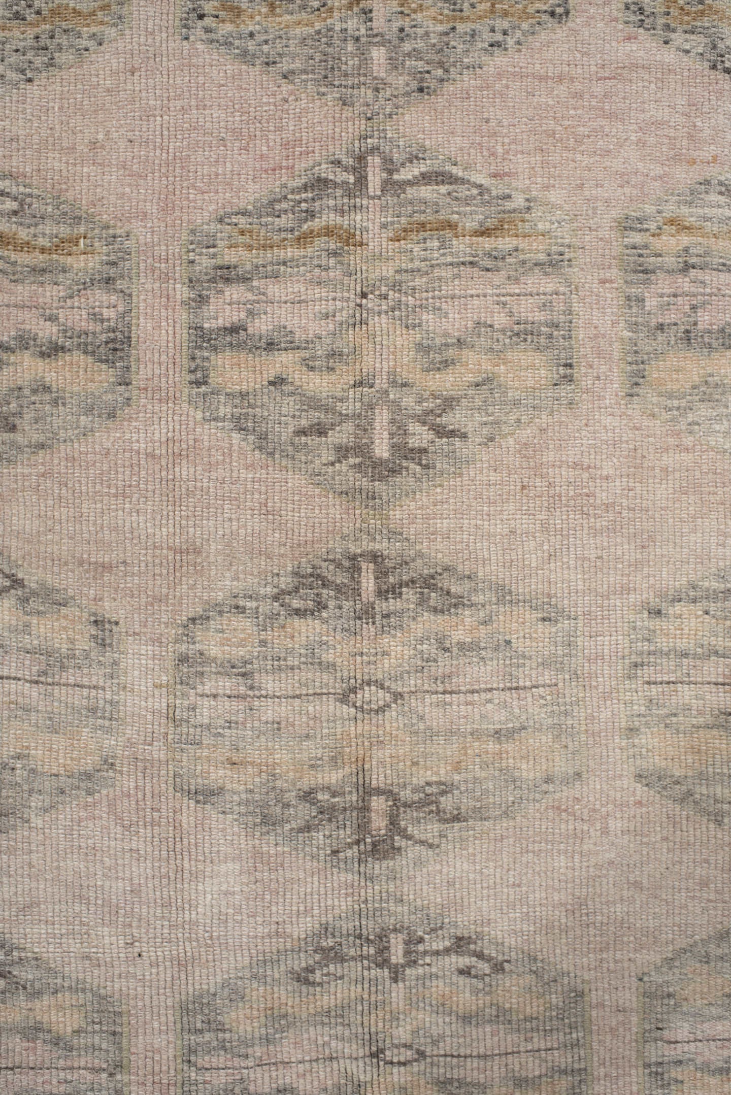 4' x 9' one-of-a-kind handmade vintage Kars runner rug. Color palette: blush, gray, ivory, taupe, charcoal, beige, pink