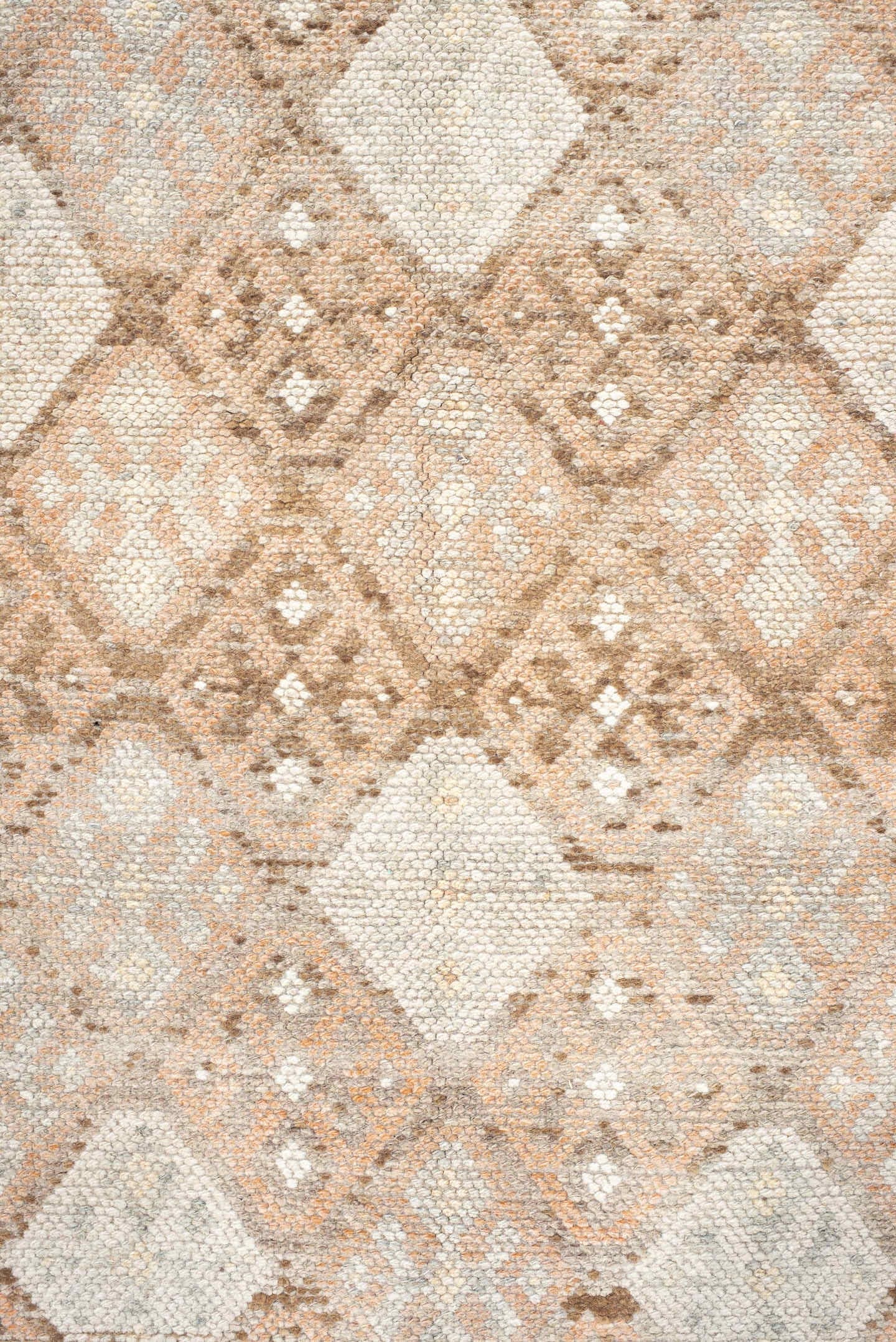 2' x 13' one-of-a-kind handmade vintage Kars runner rug. Color palette: ivory, taupe, blush, camel, sand, brown, beige, gray
