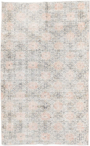 4' x 6' one-of-a-kind handmade vintage Sparta small size rug. Color palette: ivory, gray, blush, taupe, pewter, pink, beige