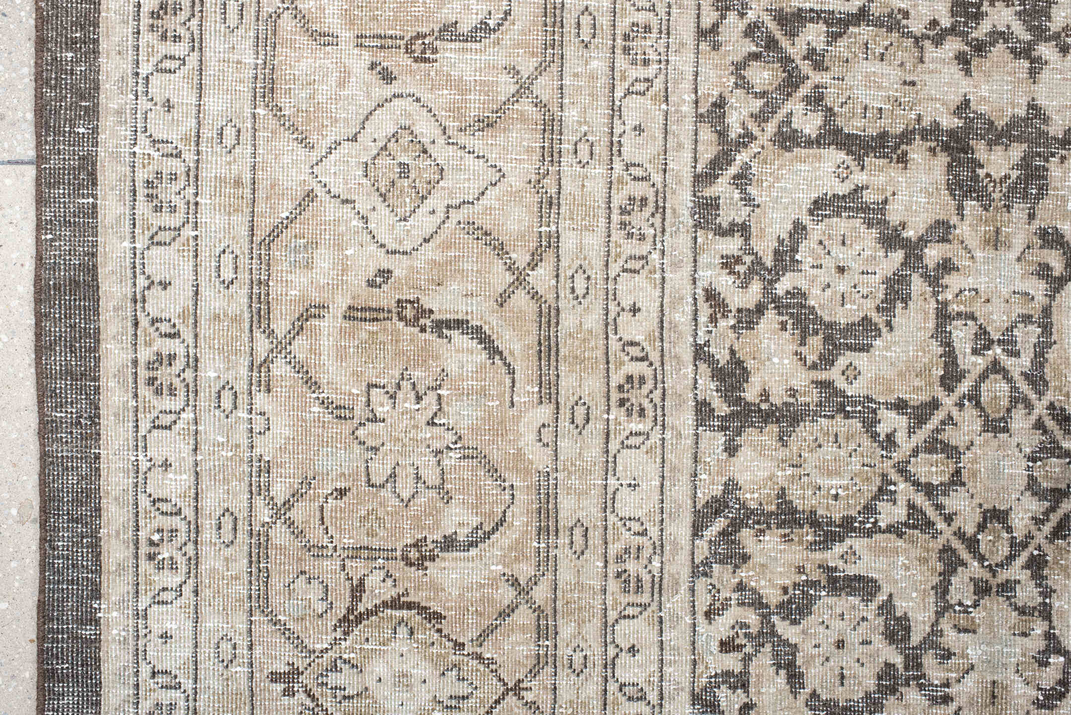 10' x 13' one-of-a-kind handmade antique Malayer large size rug. Color palette: ivory, taupe, charcoal, beige, blush, slate