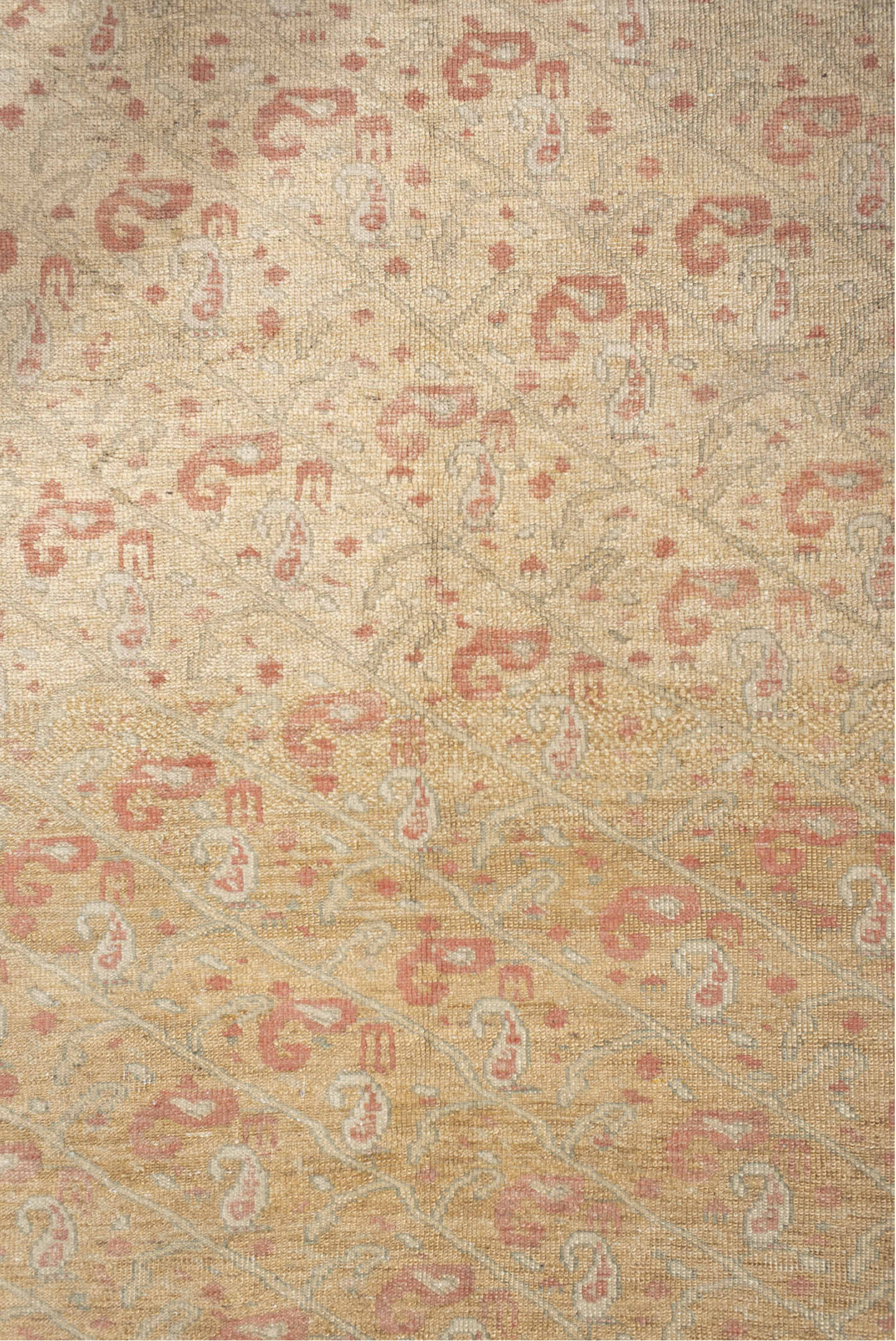 3' x 5' one-of-a-kind handmade vintage Sivas small size rug. Color palette: bisque, brown, dim gray, gray, off-white, orange