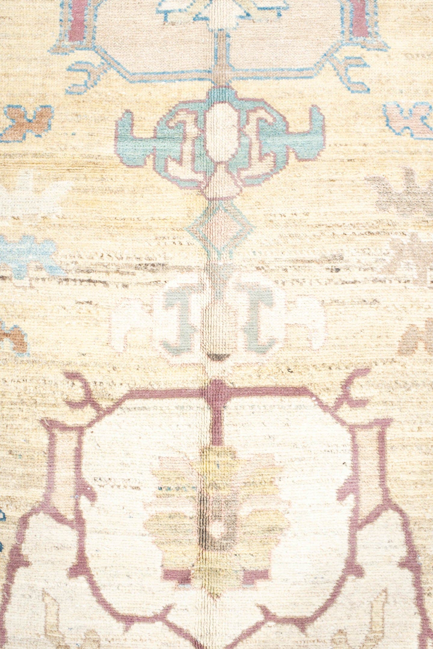 9' x 13' one-of-a-kind handmade vintage Bakhshayesh large size rug. Color palette: ivory, taupe, sky blue, brown, rose