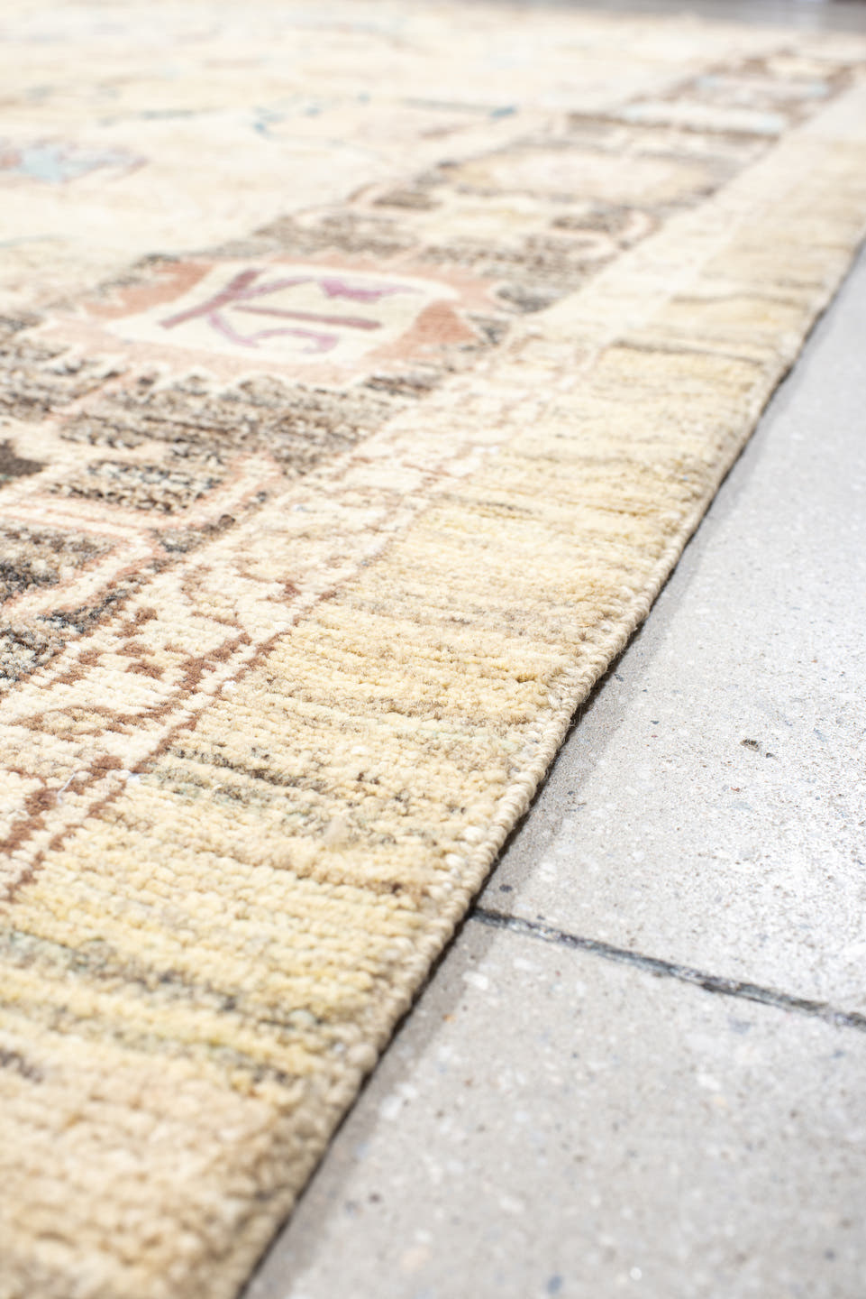 9' x 13' one-of-a-kind handmade vintage Bakhshayesh large size rug. Color palette: ivory, taupe, sky blue, brown, rose
