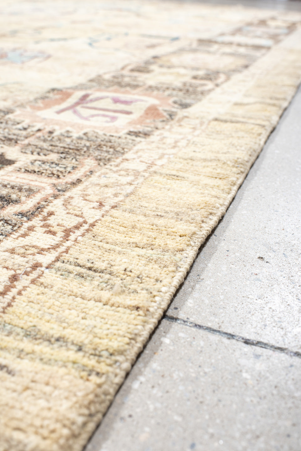 9' x 13' one-of-a-kind handmade vintage Bakhshayesh large size rug. Color palette: ivory, taupe, sky blue, brown, rose