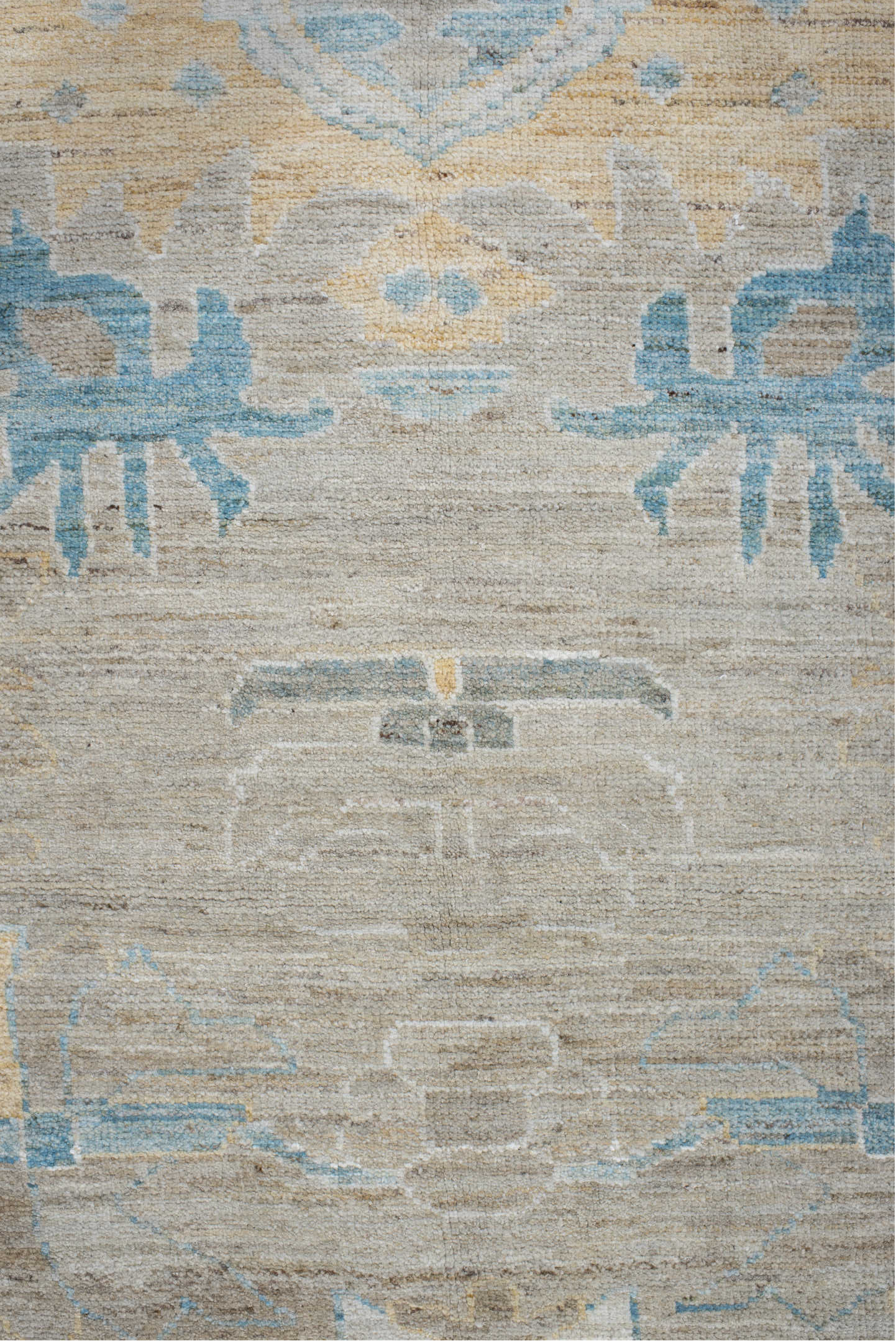 10' x 12' one-of-a-kind handmade vintage Oushak large size rug. Color palette: brown, dark gray, gray, light blue