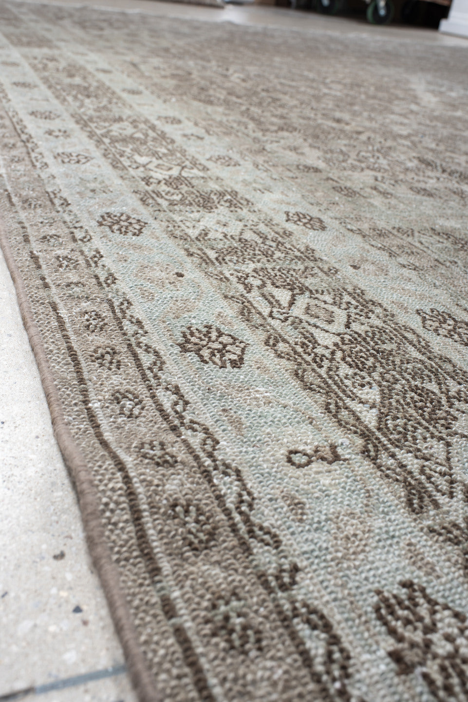10' x 16' one-of-a-kind handmade vintage Bibikabad rug. Color palette: taupe, ivory, beige, brown, greige, camel, gray
