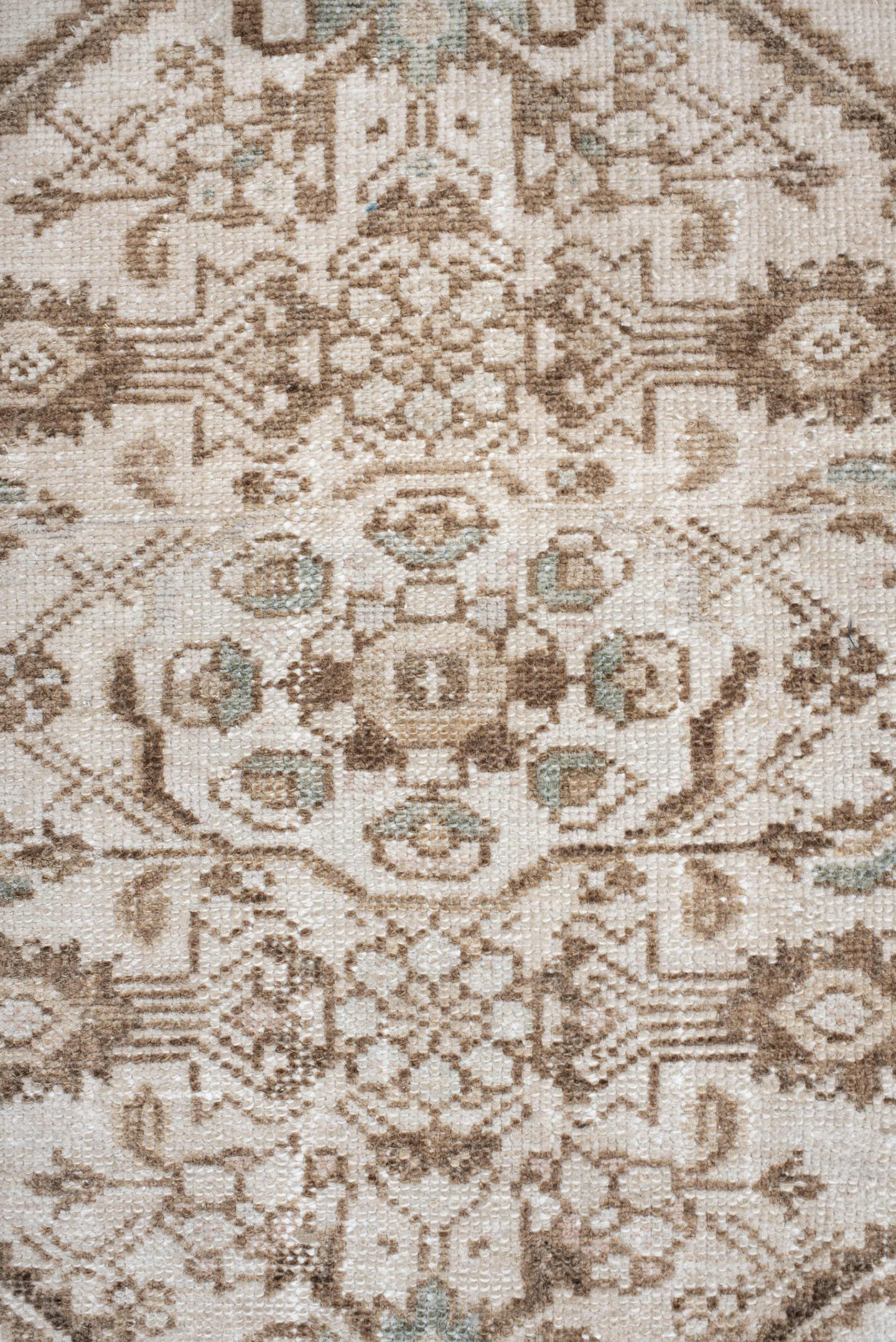 2' x 2' one-of-a-kind handmade vintage Hamadan small size rug. Color palette: ivory, taupe, camel, aqua, beige, gray, teal