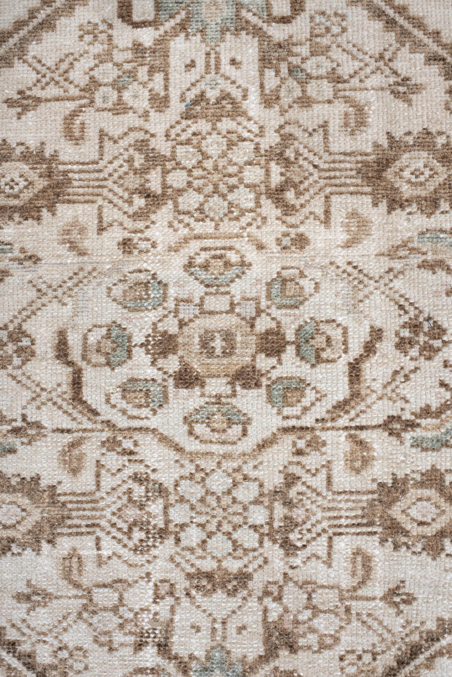 2' x 2' one-of-a-kind handmade vintage Hamadan small size rug. Color palette: ivory, taupe, camel, aqua, beige, gray, teal