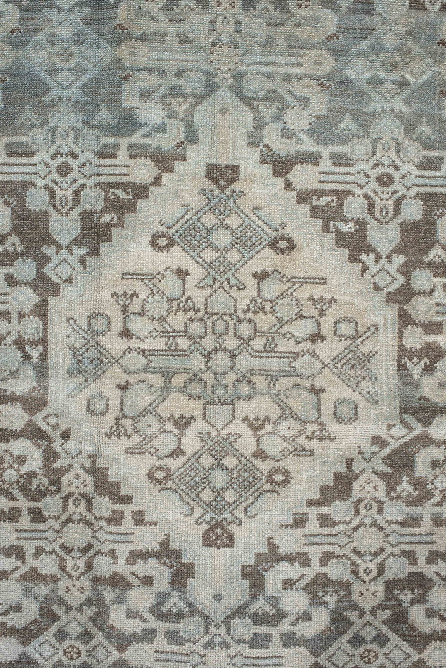 4' x 7' one-of-a-kind handmade antique Malayer rug. Color palette: ivory, taupe, slate, brown, charcoal, camel, beige, gray