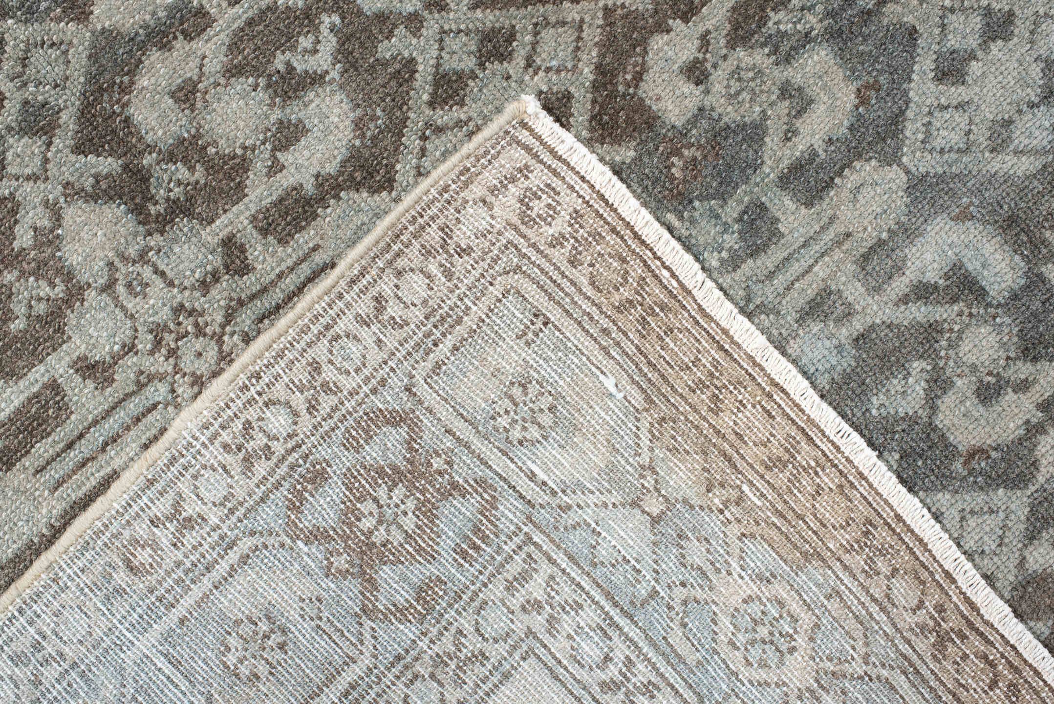 4' x 7' one-of-a-kind handmade antique Malayer rug. Color palette: ivory, taupe, slate, brown, charcoal, camel, beige, gray