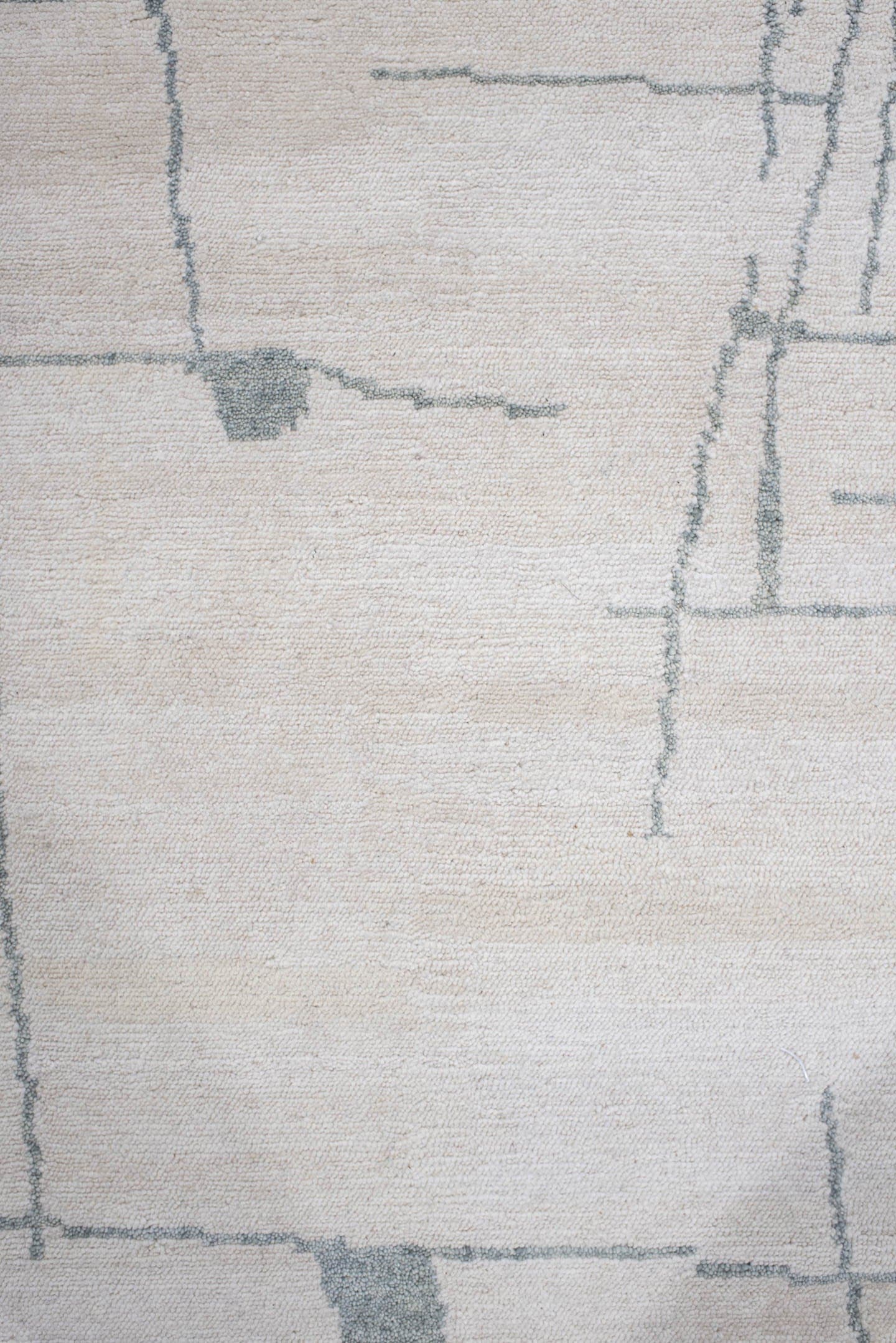 8' x 10' one-of-a-kind handmade vintage Tribeca large size rug. Color palette: ivory, pale blue, cream, light gray