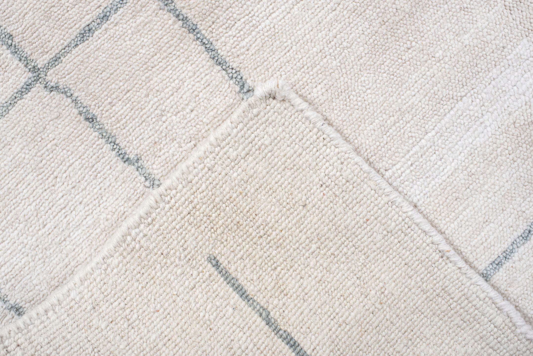 8' x 10' one-of-a-kind handmade vintage Tribeca large size rug. Color palette: ivory, pale blue, cream, light gray
