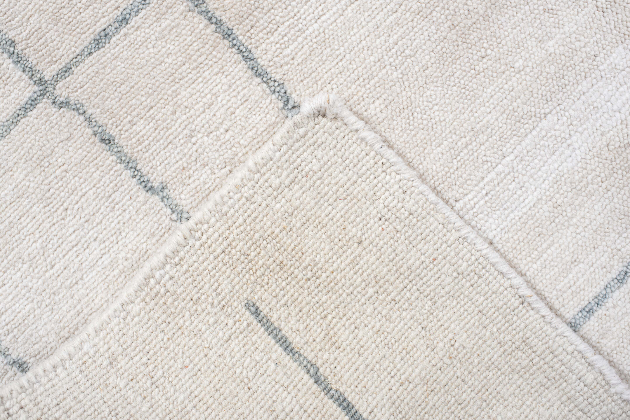 8' x 10' one-of-a-kind handmade vintage Tribeca large size rug. Color palette: ivory, pale blue, cream, light gray
