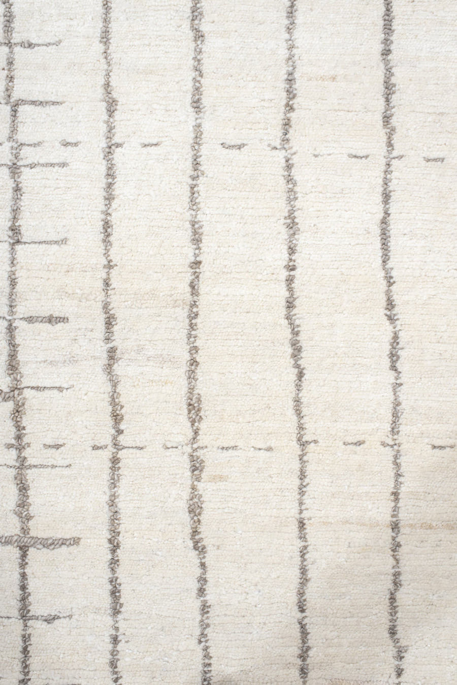 9' x 12' one-of-a-kind handmade vintage Tribeca large size rug. Color palette: ivory, taupe, cream, beige, light gray, gray